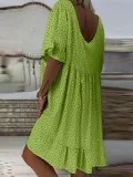 Vintage Short Sleeve V  Neck   Dresses