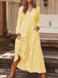 V Neck Women Dresses Pockets Going Out Casual Paneled Dresses