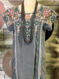 Boho Crew Neck Shift Sweet Short Sleeve Dresses