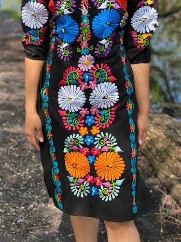 Floral-Print Casual Tribal Off Shoulder Dresses