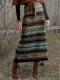 Brown A-Line Vintage Printed Tribal Skirts