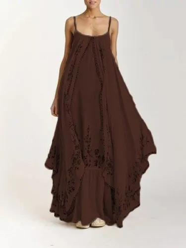 Bohemian embroidered suspender dress
