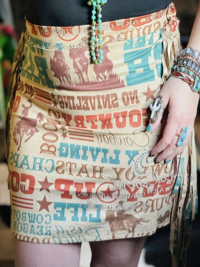 Cowgirl Jersey casual fringed skirt