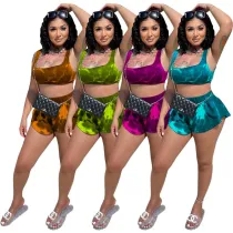 Womens digital positioning printing shoulder 2-piece set SZ8054