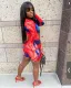 Slim fashion sexy printed long-sleeved jumpsuit MY045