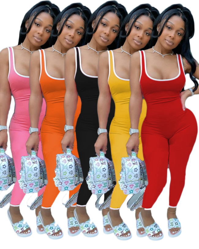 Solid color jumpsuit AMM8245