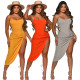 Dress folds hot sale solid color split nightclub skirt MY9883