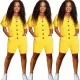 Womens loose waist short-sleeved shorts jumpsuit YIY1312