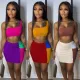 Womens cloth stitching sexy temperament commuter multicolor 2-piece set SZ8004
