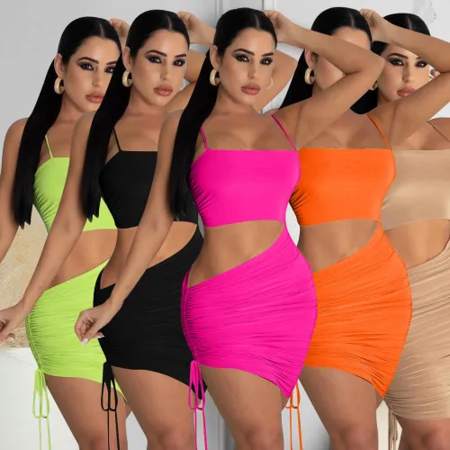 Cute sexy fashion style solid color dress YZL839