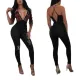 Halter waist waist slimming jeans rose embroidered suspender jumpsuit JLX8300