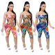 Womens casual printed sleeveless tube top cropped trousers suit TRS1127
