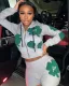 Fashion printed pattern leisure sports two-piece short suit QQ5239