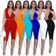 Ladies Sleeveless V-neck Bowknot Pants Split Sexy Multicolor 2-Piece Set SZ8015