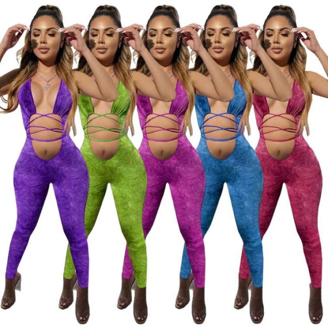 Womens Digital Printed Sexy Commuter Jumpsuit SZ9043