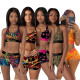 Womens Slim Personality Printed Sports Suit Two-piece Set LS6424