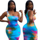 One-shoulder folds tie-dye sexy nightclub skirt women in one-shoulder dress MY9873