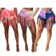 Fashion sexy tassel multicolor dyed stretch denim shorts HSF2358