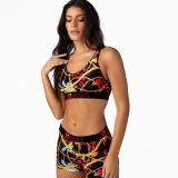 Womens Slim Personality Printed Sports Suit Two-piece Set LS6424