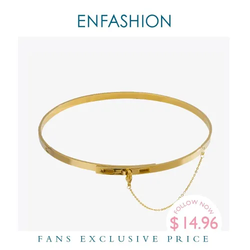 Enfashion Safety Chain Chokers Necklaces Pendants Gold Color Necklace Stainless Steel Choker Necklace For Women Jewelry Collier