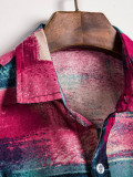 Men's printed lapel short-sleeved cotton casual shirt