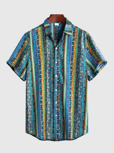 Mens Beach Geometric Printed Shirts
