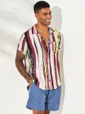 Men's Chest Pockets Striped Cotton Comfort Casual Shirts