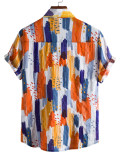 Men's lapel printed shirt