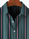 Mens Wide And Narrow Multicolor Striped Lapel Shirt