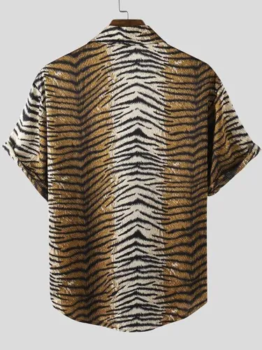 2021 ethnic retro striped Hawaiian shirt