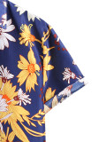 Floral Mens Printed Holiday Short Sleeve Shirts