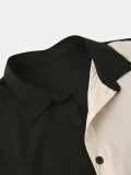Black Cotton-Blend Statement Shirt Collar Shirts