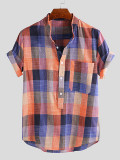Men's Retro Chinese Stand Collar Casual Loose Cotton Linen Shirt