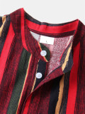 Men's Striped Print Lapel Short Sleeve Hawaiian Shirt