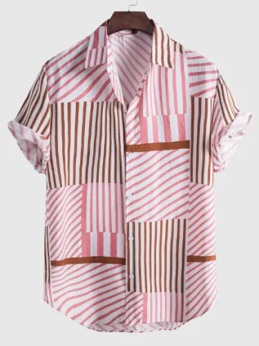Men's Fashion Striped Casual Lapel Shirt
