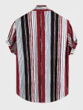 Men Short Sleeve Boho Printed Shirt Collar Casaul Shirts