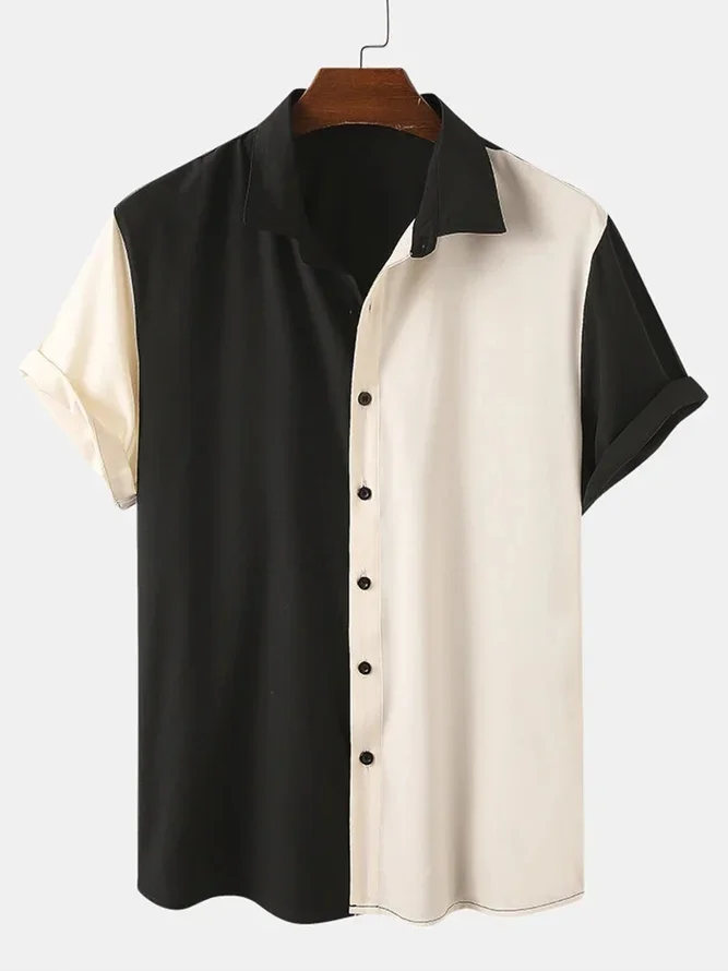 Black Cotton-Blend Statement Shirt Collar Shirts