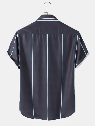 Men's Polyester Fibre Striped Casual Shirts