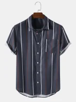 Men's Polyester Fibre Striped Casual Shirts