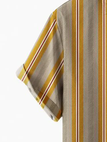 Mens Wide And Narrow Multicolor Striped Lapel Shirt