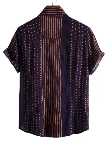 Men's Hawaiian Casual Lapel Striped Shirt