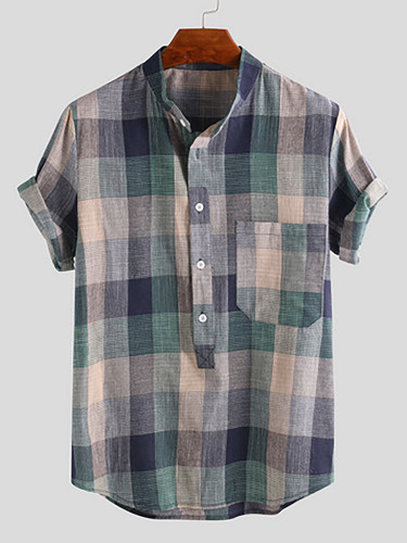Men's Retro Chinese Stand Collar Casual Loose Cotton Linen Shirt