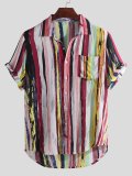 Men's Chest Pockets Striped Cotton Comfort Casual Shirts