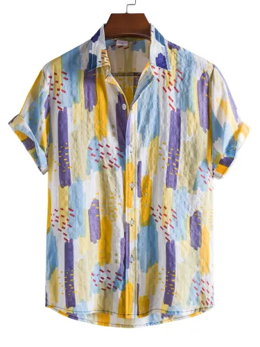 Men's lapel printed shirt