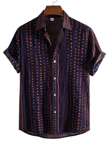 Men's Hawaiian Casual Lapel Striped Shirt