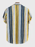Men Short Sleeve Boho Printed Shirt Collar Casaul Shirts