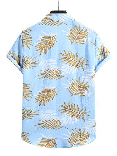 Hawaiian Blue Print Casual Shirt