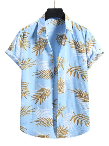 Hawaiian Blue Print Casual Shirt