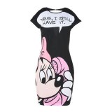 Disney Mickey Mouse Fashion Slim Sexy Dress European and American Short Sleeve Letter Mickey Mouse Print Pack Hip Dress