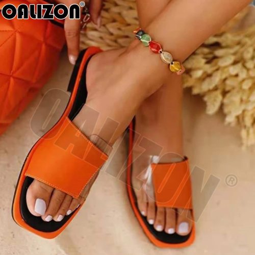 2021 Women's Slippers Summer Female Transparent Patchwork Flats Casual Sandals Ladies Color Matching Outdoor Beach Flat Slides